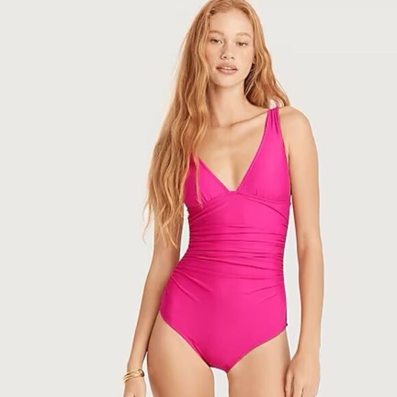 J. Crew Ruched V-Neck Swimsuit NWT - Picture 1 of 7